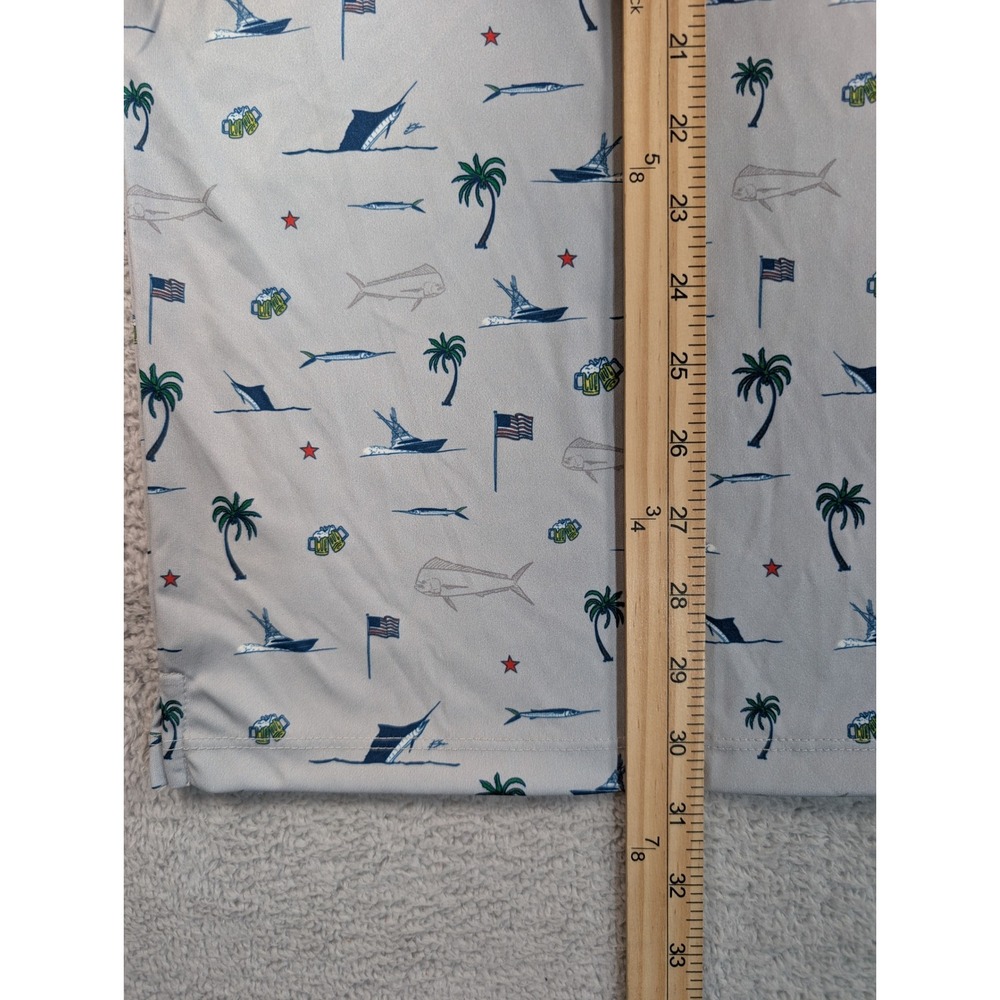 Huk Mens XL Performance Polo Shirt Gray Fishing Palm Tree UPF 50+ NWT New - Picture 5 of 8